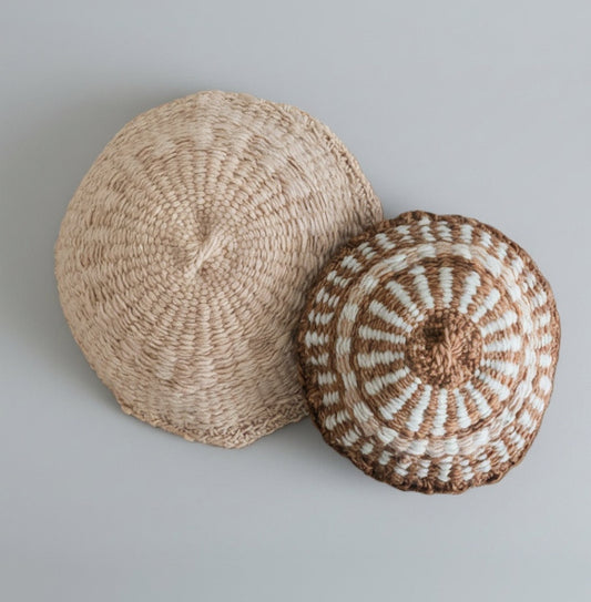 Cojin de telar redondo de lana de oveja - Rosa claro