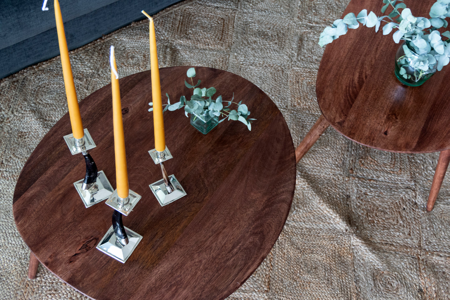 Candelabros artesanales ; de alpaca y cuernos de chivo 15 cm