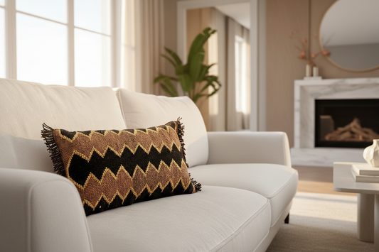 Cojin de lana tejido en telar