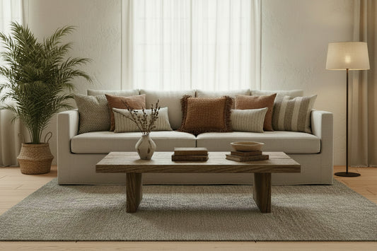 Cojin de telar con flecos - Marrón