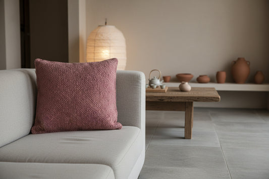 Cojin de telar hecho a mano - Rosa magnolia