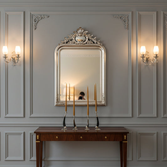 Candelabros artesanales ; de alpaca y cuernos de chivo 15 cm