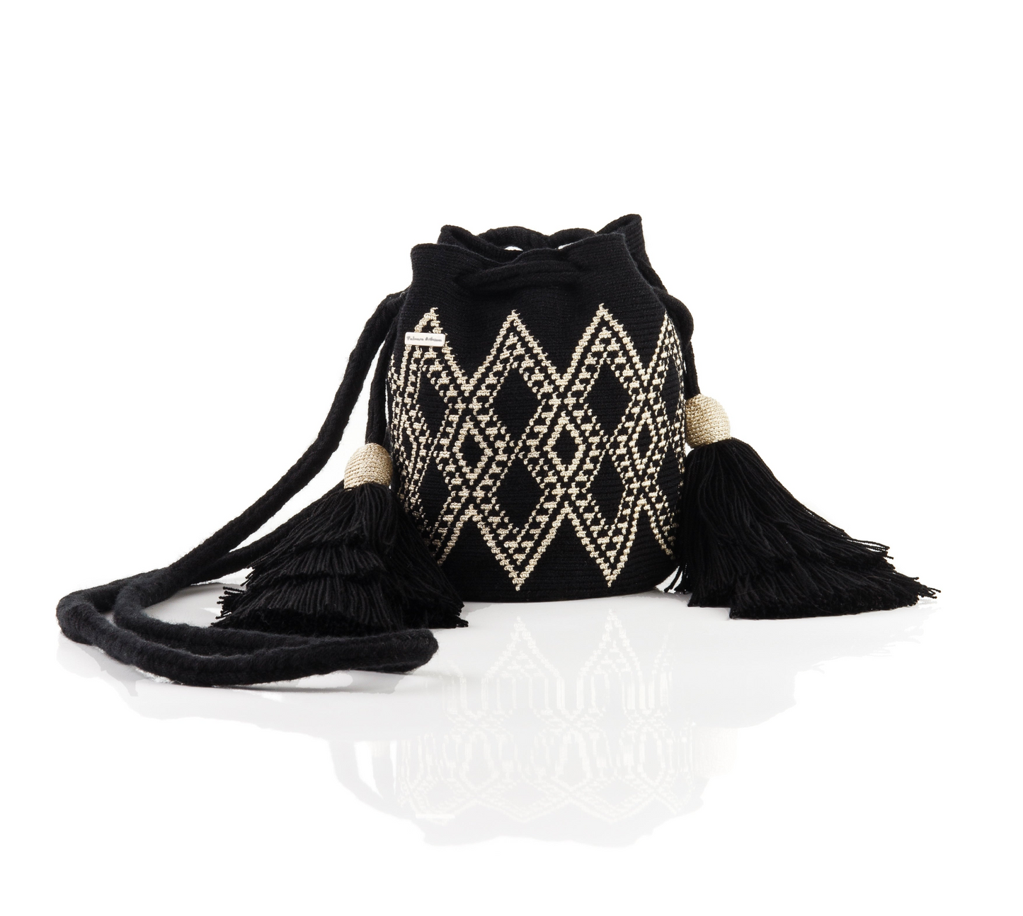 BOLSO WAYUU NEGRO Y DORADO
