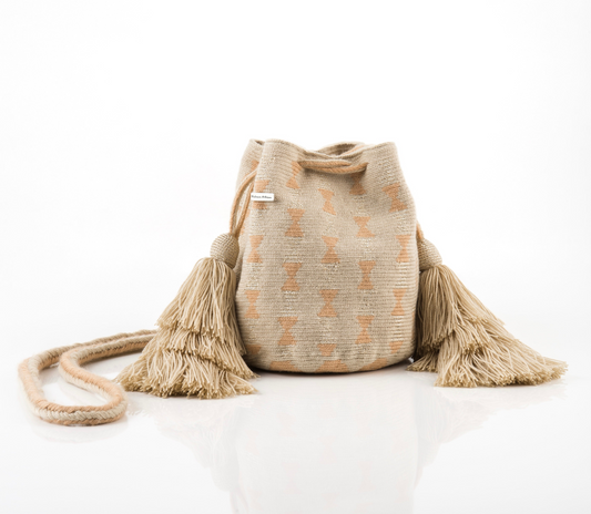 BOLSO WAYUU BEIGE Y SALMON