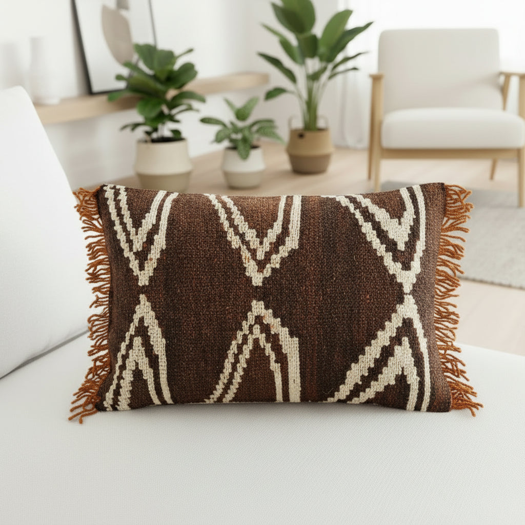 Cojin de lana tejido en telar