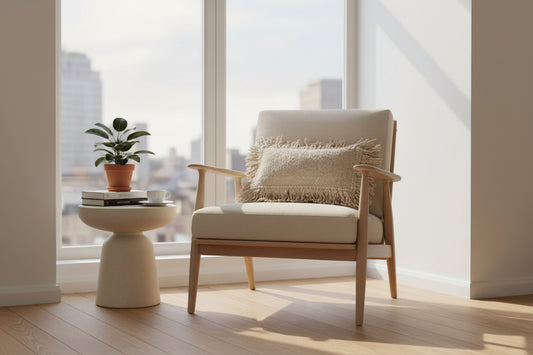 Cojin de telar con flecos - Rosa palo