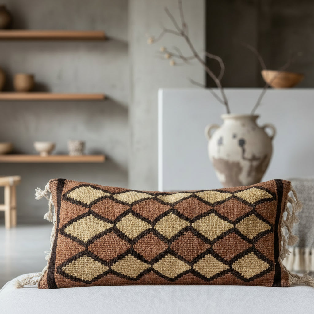 Cojin de lana tejido en telar