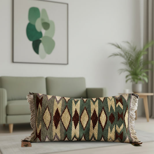 Cojin de lana tejido en telar