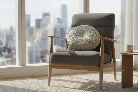 Cojin de telar redondo de lana de oveja -  Marfil