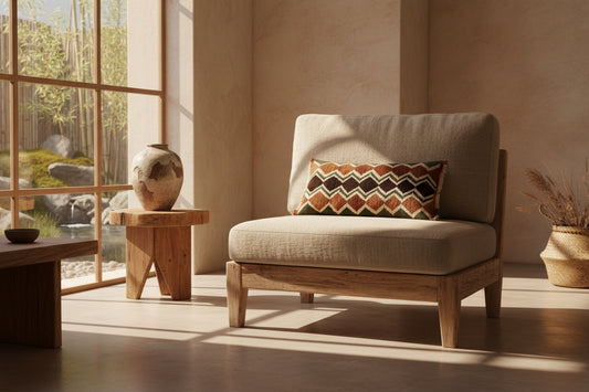 Cojin de lana tejido en  telar