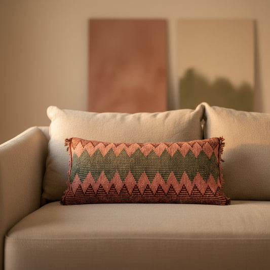 Cojin de lana tejida en telar