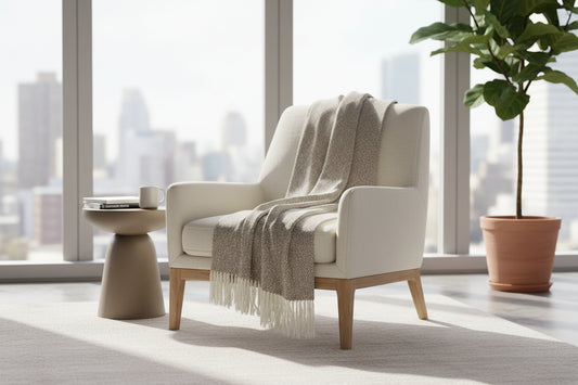 Manta/Chalina de pelo de llama Ojo de perdiz